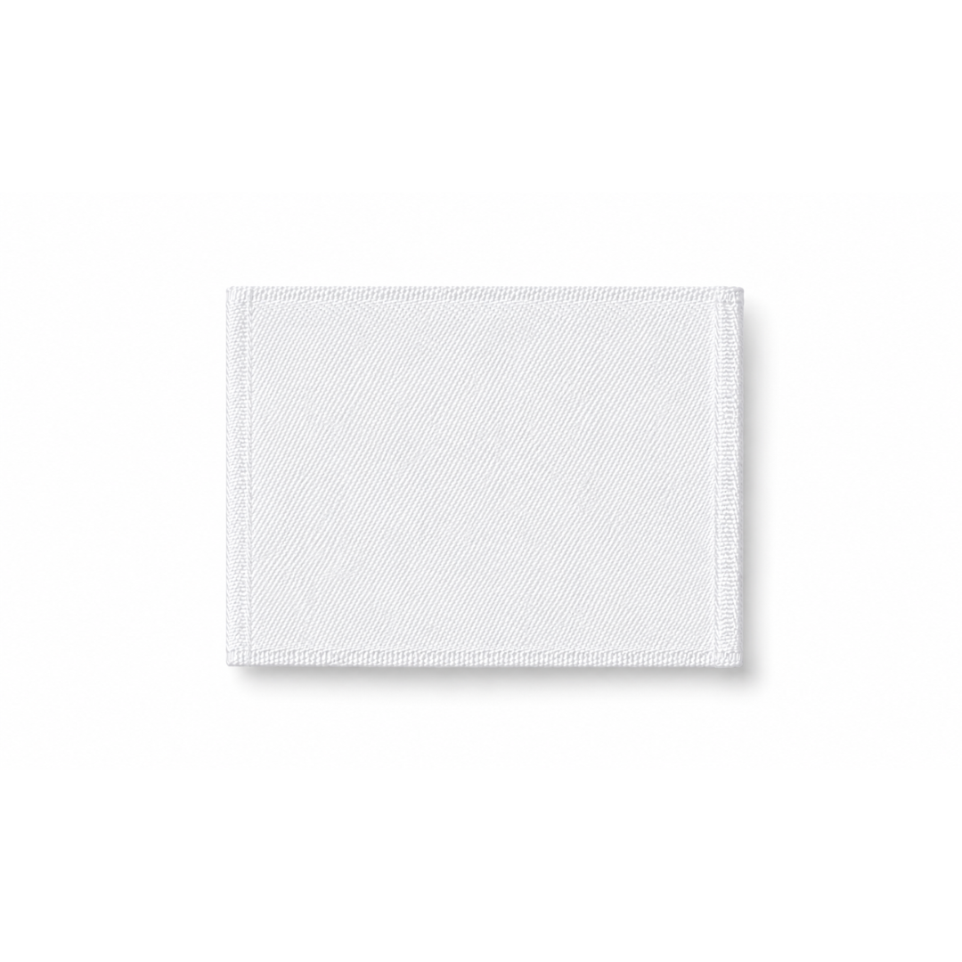 Étiquette tissée personnalisée 30 × 50 mm avec plis aux extrémités